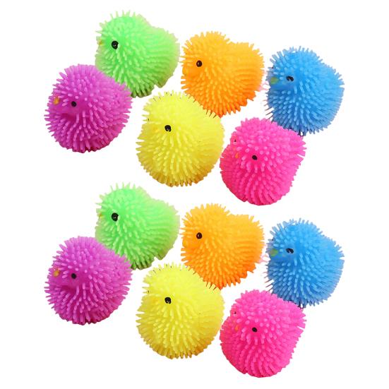 12Pcs LED Puffer Balls Easter Eggs Glowing Toys for Kids Light Up Squeeze Sensory Ball Fidget Toys Easter Egg Fillers Party Favors Easter Basket