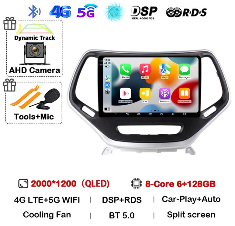 Android 14 Carplay Auto WIFI+4G Pentru Jeep Cherokee 5 KL 2014 2015 2016 2017 2018 GPS Radio Auto Multimedia Player Video Stereo