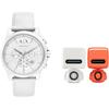 Armani Exchange AE Armbanduhr Quarzwerk Silikonarmband Weißes Zifferblatt Herrenuhren AX1325