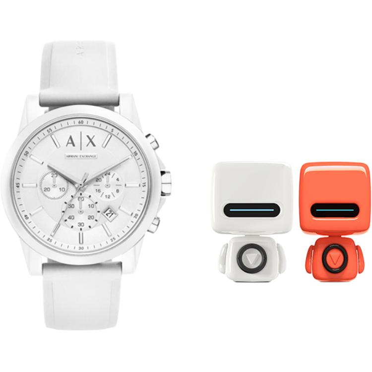 Armani Exchange AE Armbanduhr Quarzwerk Silikonarmband Weißes Zifferblatt Herrenuhren AX1325
