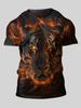 Flame Animal модная мужская футболка с 3D принтом футболка для уличного спорта уличная футболка черная рубашка с круглым вырезом летняя весенняя одежда одежда