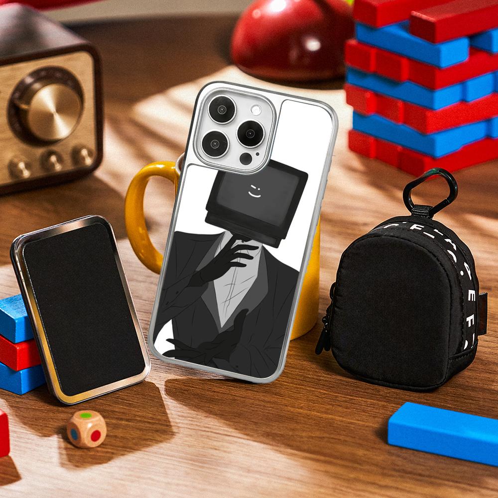 Anime Skibidi TV Hot Poster Pattern Phone Case for iPhone 16 15 14 13 12 11 Pro Max Sheepskin Silver-edged Protective Case