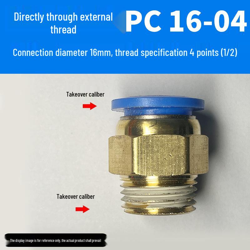 Luftröhre Pneumatischer Schnellverbinder PC8-02, Kupfer Außengewinde, Gerader Schnellsteckverbinder PC10-03/12-04.