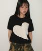 RONRON Big Heart Short Sleeve Knit Black