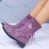 Women's Short Boots Side Zipper Square Heel Round Head PU Folded Autumn Winter New Ankle Boots Cotton Lining Rubber Outsole