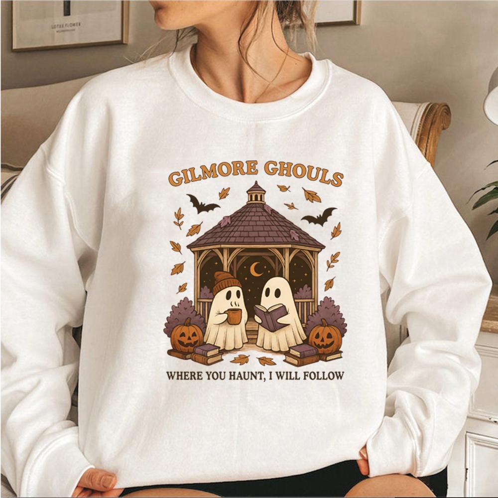 Gilmore Ghouls Sweatshirt Niedliches Geist Halloween Sweatshirt Unisex Grafik Hoodies Gruseliges Herbstshirt Lässige Langarm Pullover