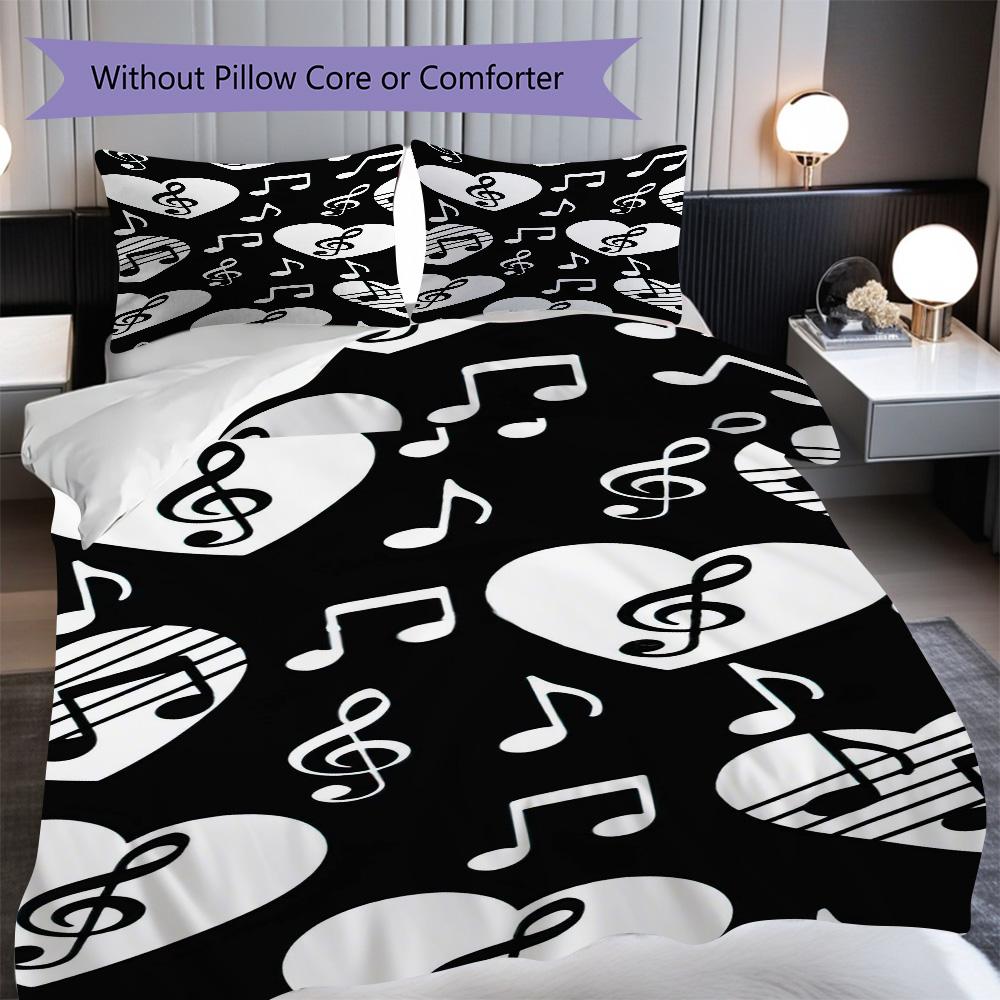 1PC Music, Guitar Theme Bedding Quilt Set Quilt Cover Pillowcase Home Decoration Birthday Gift (1 * Duvet Cover + 2 * Pillowcase, Without Core)