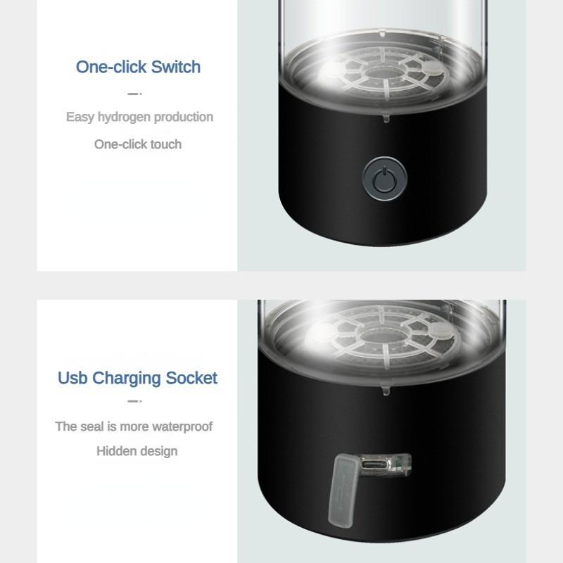 Rechargeable Pure H2 Hydrogens-rich Water Bottle Portable Hydrogen Rich Water Cup 450ML Intelligent Glass Hydrogen Absorber Cup