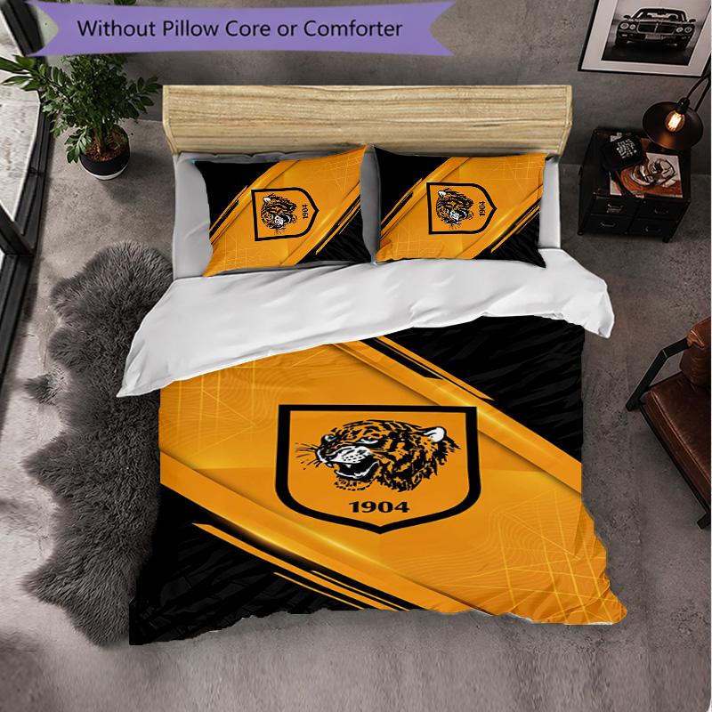 Set Biancheria da Letto Hull FC Pattern in Microfibra 3 Pezzi Copripiumino Decorativo per Camera da Letto Uso Domestico