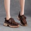 Fashion GKTINOO 2025 Autumn/Winter New Cow Suede Thick Soled Comfortable Thick Heel Shoes Versatile Lace Up Lightweight Women's Shoes