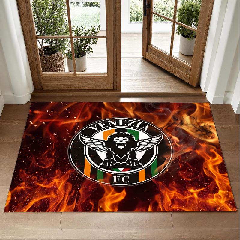 Venezia FC Football Design Crystal Velvet Rug Soft Decorative Mat for Bedroom Entrance