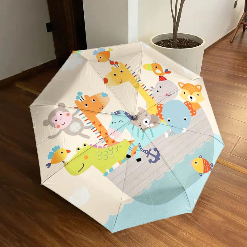 1pc Noah's Ark Animals Umbrella with Plastic Handle,Suitable for All Seasons Home Travel Outdoor UmbrellaDD335