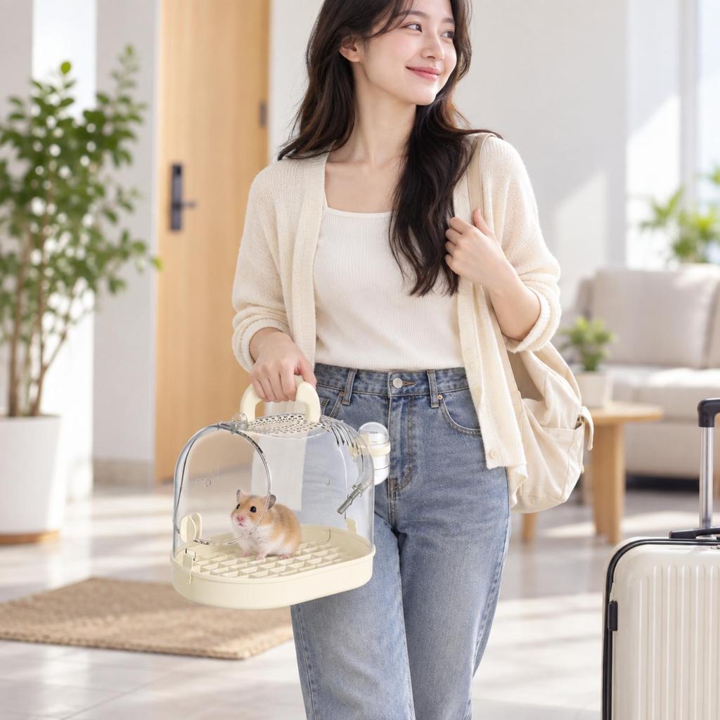 Hamster Travel Carrier Ventilated with Handle Compact Cage Removable