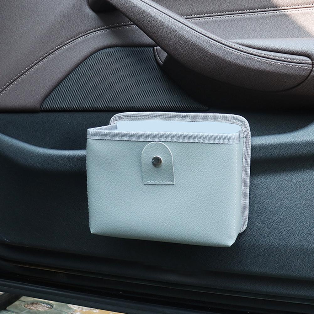 Foldable Car Trash Bin Leather Interior Storage Bag Garbage Bag Multi-functional Hanging Storage Bag Box Car Organizer Supplies