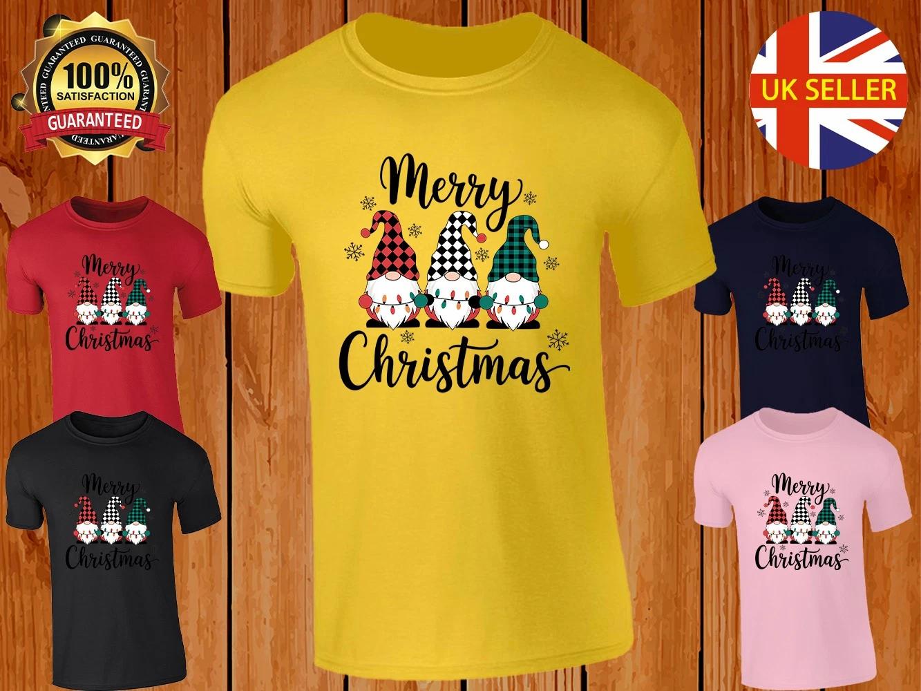 Merry Christmas Gnomes T-shirt Kids Cute Holiday Gnome Trio Xmas Tee Winter Fun L