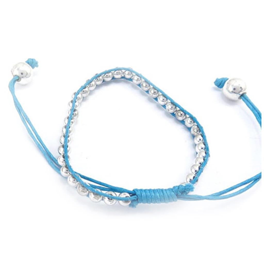 Les Trésors De Lily [R5288] - Silver Blue 'Kilimanjaro' Ethnic Bracelet - 5 Mm