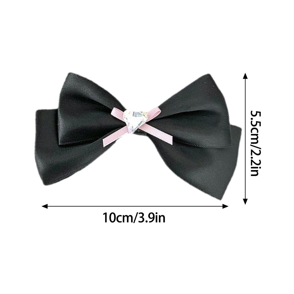 Ribbon Bow Hair Clip 2000s Style Side Clip Bow Diamante Gothic Bow Style Large Bowknot Balletcore Large Size