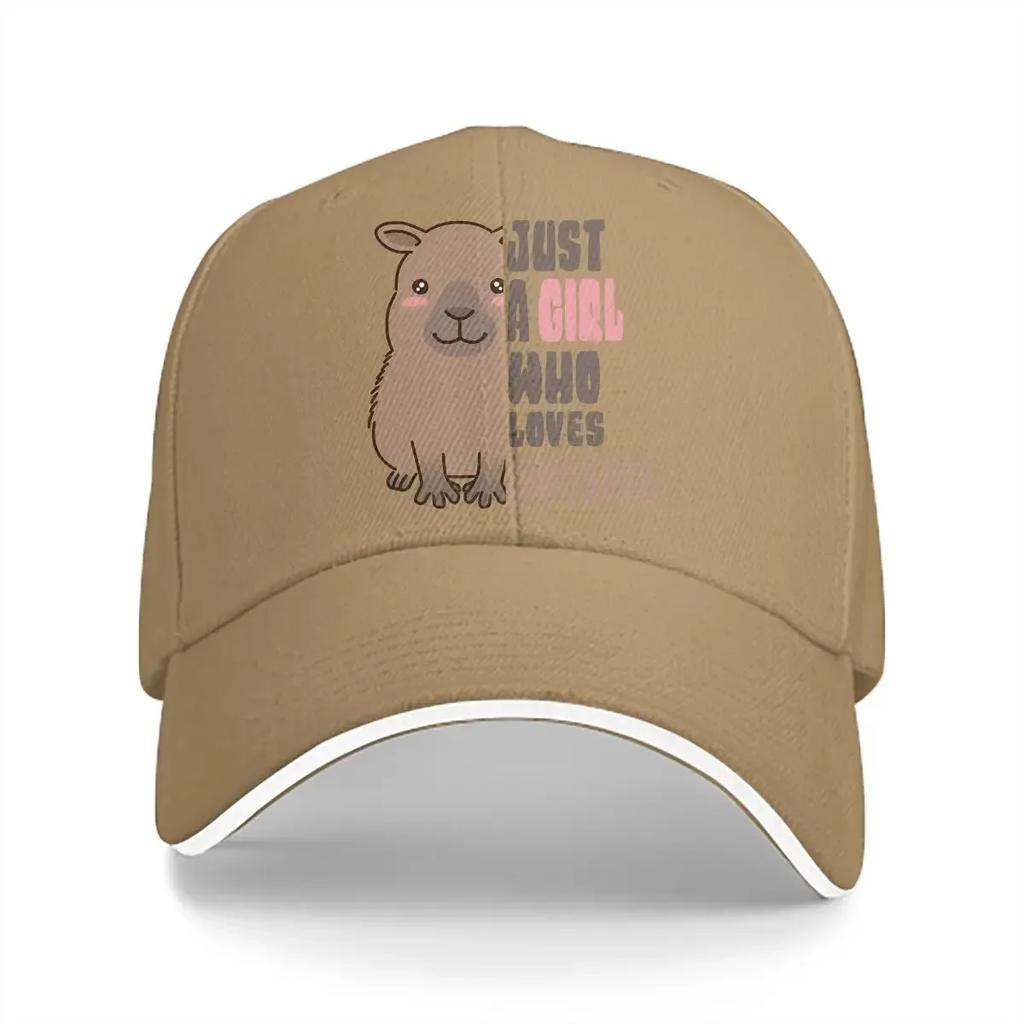 Washed Men's Baseball Cap Just A Girl Who Loves Capybara Trucker Snapback Caps Dad Hat Capybara Animal Golf Hats