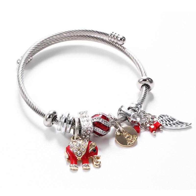 Titanium Steel Stainless Steel Adjustable DIY Thai Elephant Leaf Bracelet
