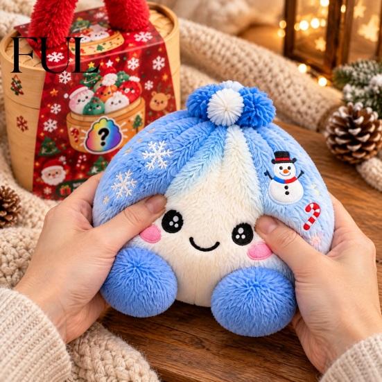 Рождественская плюшевая игрушка-пельмень с пароваркой, Сжимаемая игрушка для снятия стресса, Плюшевая игрушка-паровая булочка, Мультяшное украшение для праздника