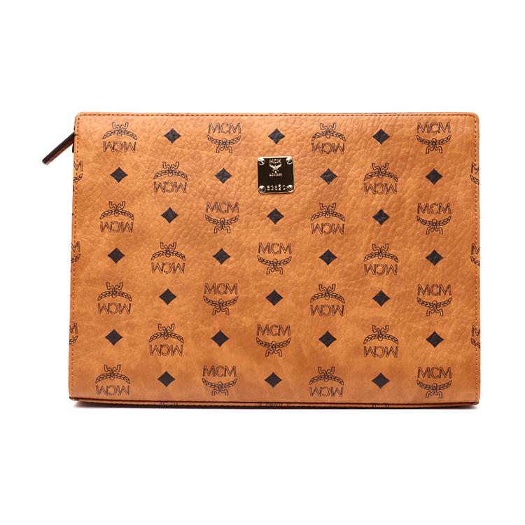 New MCM Essential Visetos Origina PVC Leather Clutch Women's Brown MXZBSVI14CO001