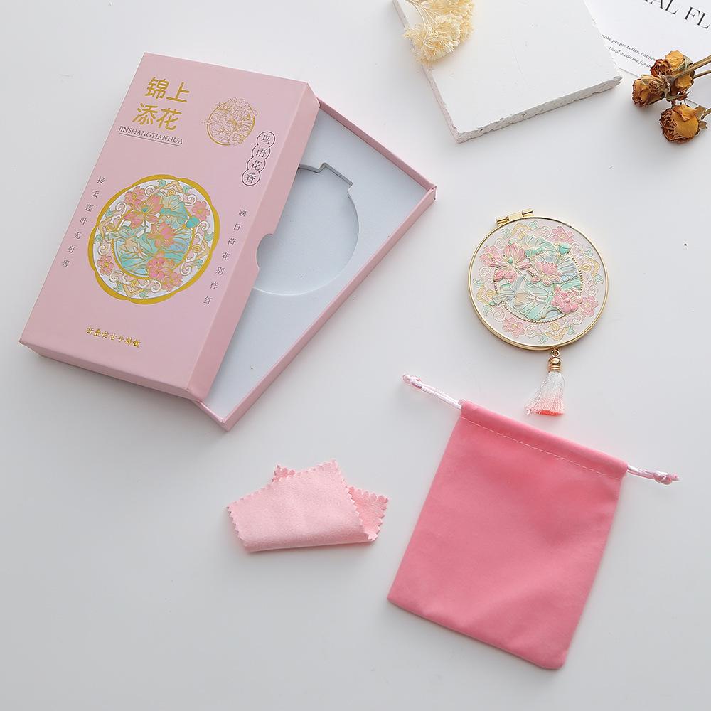 Chinese-Style Folding Pocket Mirror: Portable, Small Metal Mirror for Women, Ideal Practical Birthday Gift or Souvenir