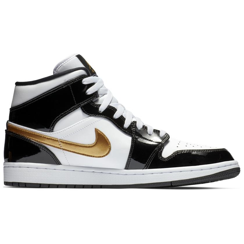 Jordan 1 Mid Patent Nero Bianco Oro 852542-007