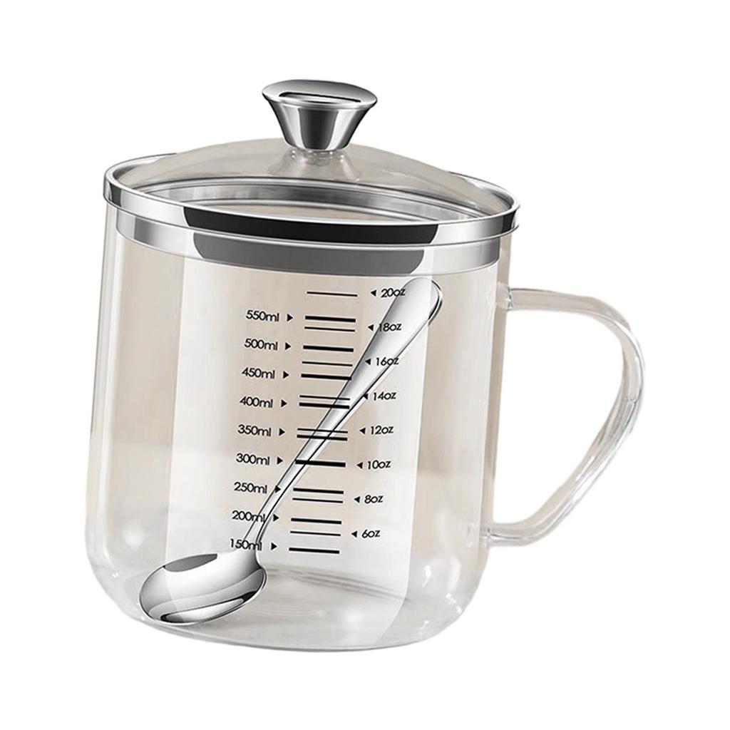 Szklany kubek miarowy z pokrywką Trwały wielofunkcyjny kubek ze szkła borokrzemowego z uchwytem do kuchni, restauracji, zlewka na mleko, prezenty