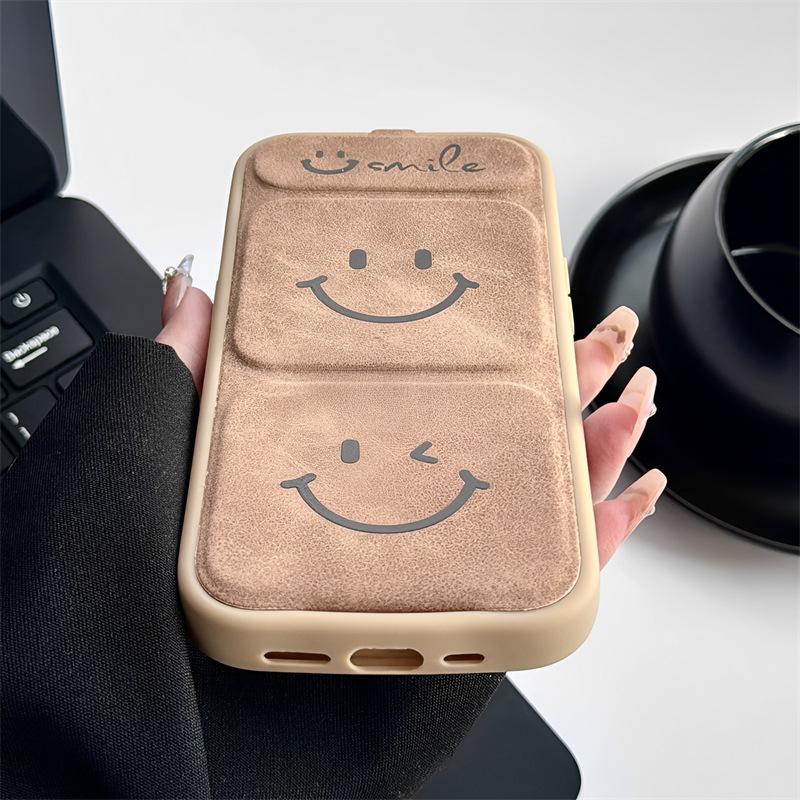 Flip Magnetic Holder Smiley Face for IPhone14/15pro for Apple 16 Mobile Phone Case 11 Creative 12pro New