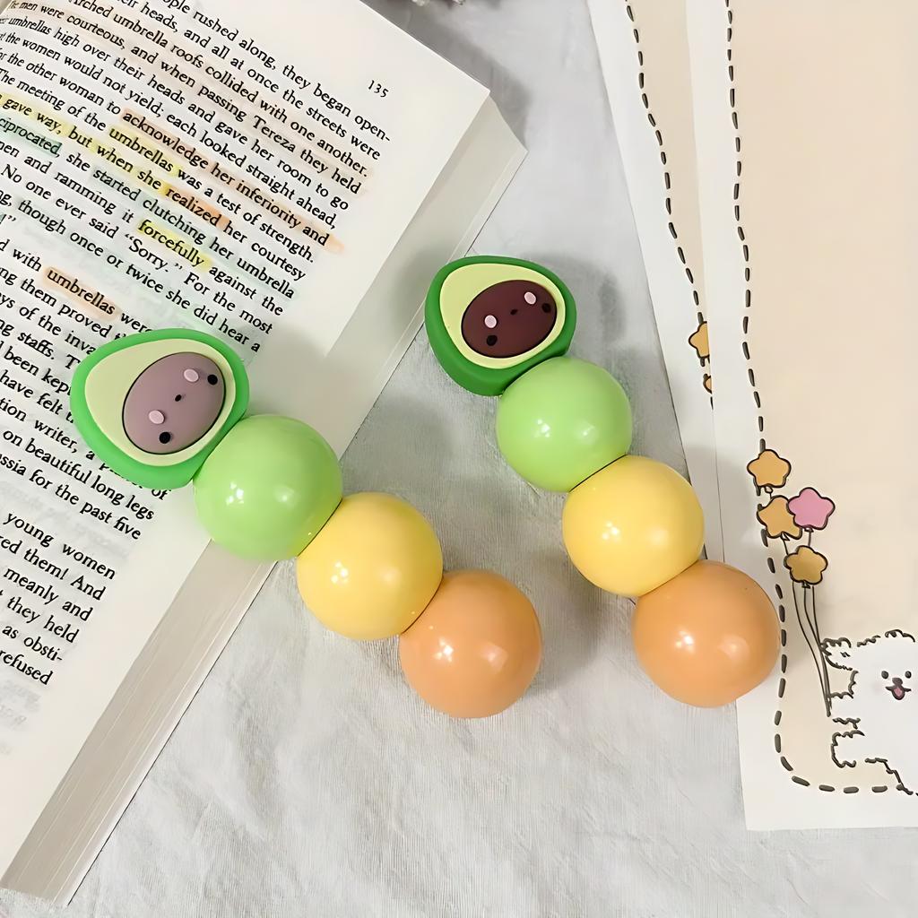 1 Stück 3 Farben Niedliches Avocado-Themen-Highlighter-Set für Schüler - Lustige Cartoon-Graffiti-Marker.