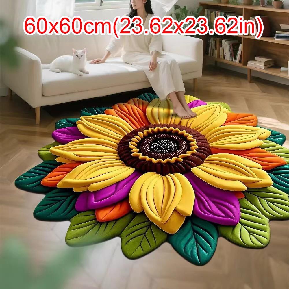 

Портативний килим-соняшник особливої форми, м який, вбираючий, 60x60 см, нековзний килимок для вітальні, журнального столика, біля ліжка