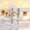 New 925 Sterling Silver Earrings Cross 5A Zircon Classic for Women Luxury Wedding Engagement Jewelry Earrings Party Gifts