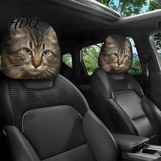 Universal Fit Auto Headrest Covers Scary Ghost Face Car Covers Funny Expression Seat Decor Protectors for SUV Truck Elastic Vehicle Interior