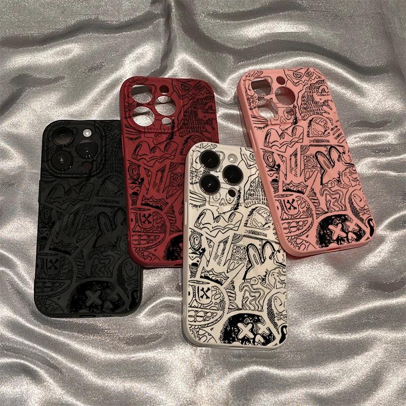 Creative monster graffiti applies to Apple 17Pro mobile phone case IP16/15 matte 14 folds 13 personality 12 soft