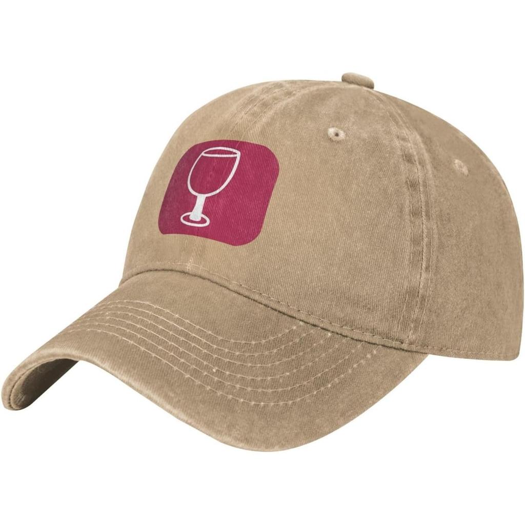 Wine Glass Graphic Baseball Cap Distressed Cotton Casual Adjustable Dad Hat for Unisex