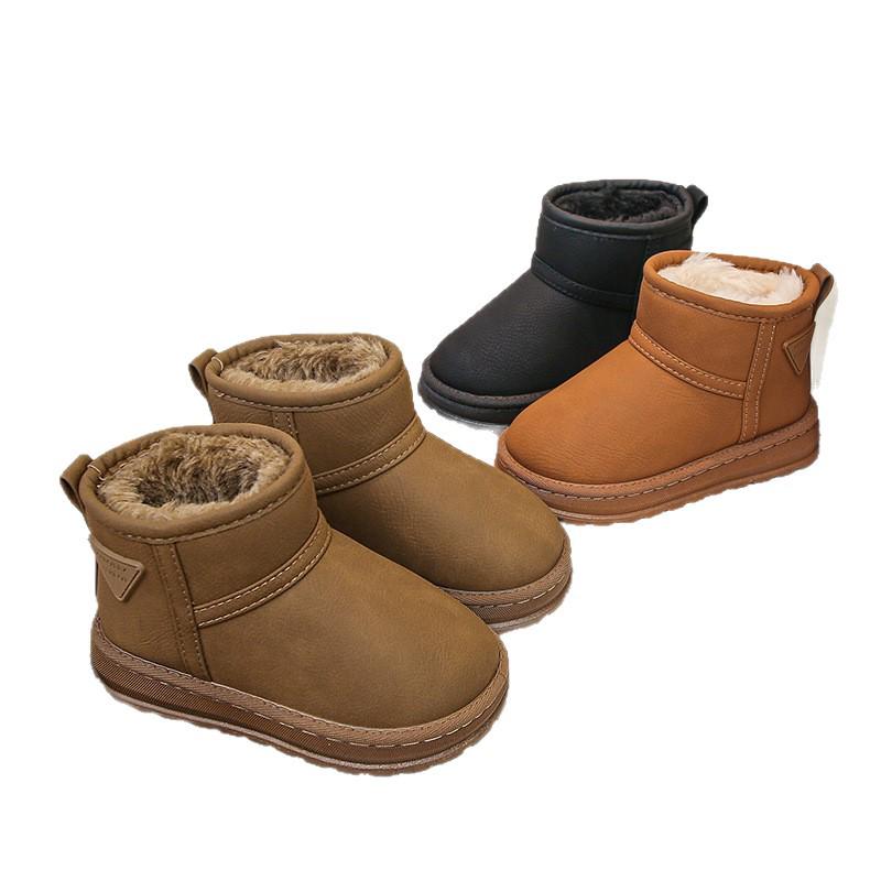 2025 Winter Children's Plush Snow Boots - Warm, Thick Cotton Slip-ons for Boys & Girls