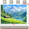 2D Plane, Large Mountain Lake Scenery Party Banner - Self-adhesive Background, Snow Peaks, Cabins and Grassland