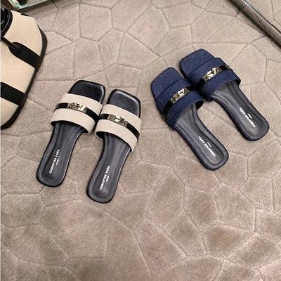 Square-toed Shoes Flat-bottomed Beach Slippers for Girls