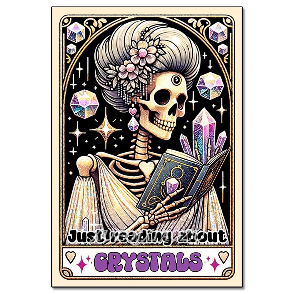 Peinture Art Diamant DIY Squelette Dames Mosaïque Point de Croix Set Art Fleur Pierre Précieuse Incrustation Cadeau DIY Décoration Peinture