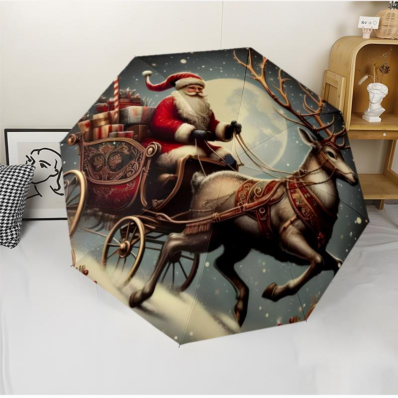 Chrismas Fashionable Automatic Opening/Closing Folding Umbrella. Portable and Foldable, Ideal for Gift, Travel, and Daily Use.