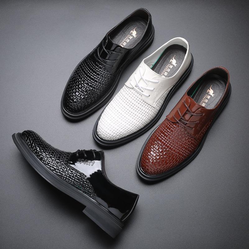 Sandali estivi da uomo sandali da uomo intrecciati a mano traspiranti scarpe in pelle business casual scarpe con fori scarpe da uomo scarpe con plateau