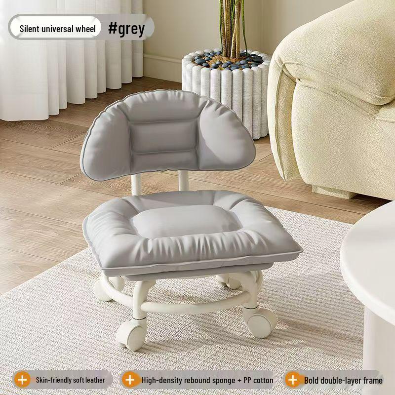 Soft Upholstered Baby Walking Stool with Silent Universal Wheels