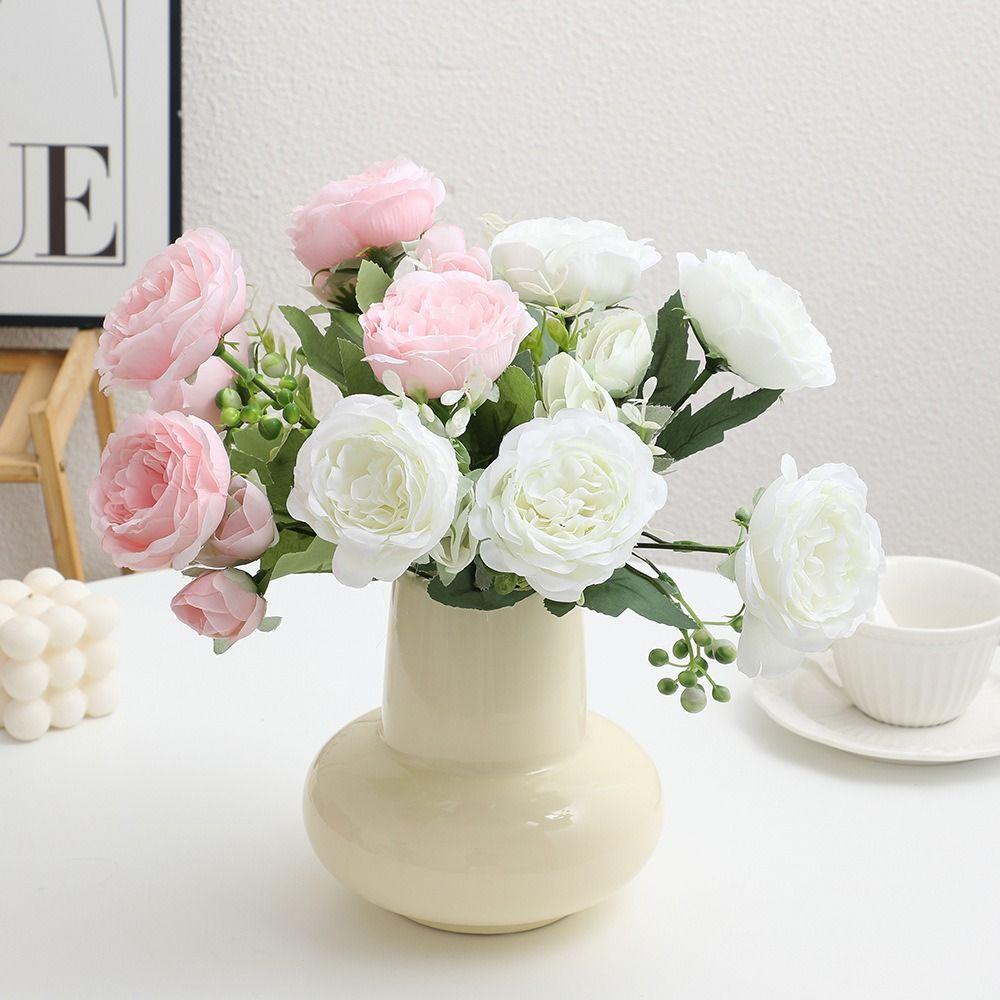 Real Touch Fake Peony Flowers with Stems Peony Bouquet Lifelike Fake Peony Bouquets  Wedding
