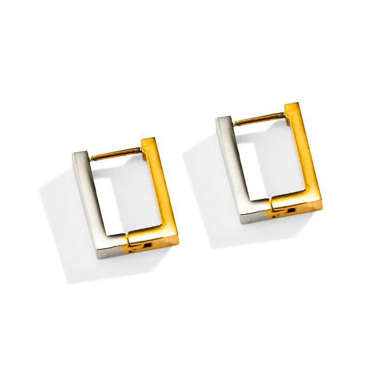 New Glossy Stainelss Steel Gold Silver Color Geometric Hoop Earrings Woman Man Heart Star Oval Round Punk Hip-hop Huggie Jewelry