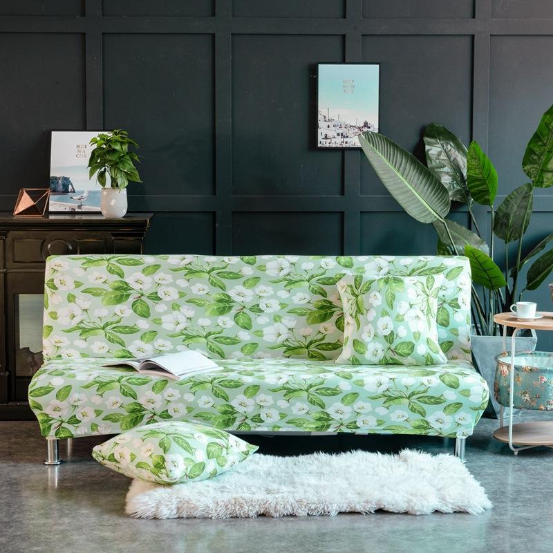 Flower Futon Cover Stretch Armless Futon Sofa Cover Soft Futon Slipcover with Elastic Bottom Sofa Bed Furniture Protector Covers for Washable Futon