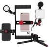 Manjike Portable Aluminum Phone Cage with Light and Mic for Live Streaming
