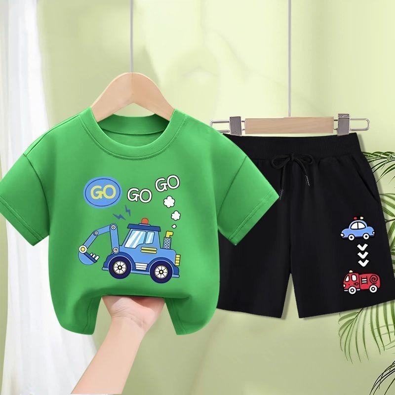 Boys' summer clothes, boys' short sleeved set, new style, fashionable summer children's clothing for little boys