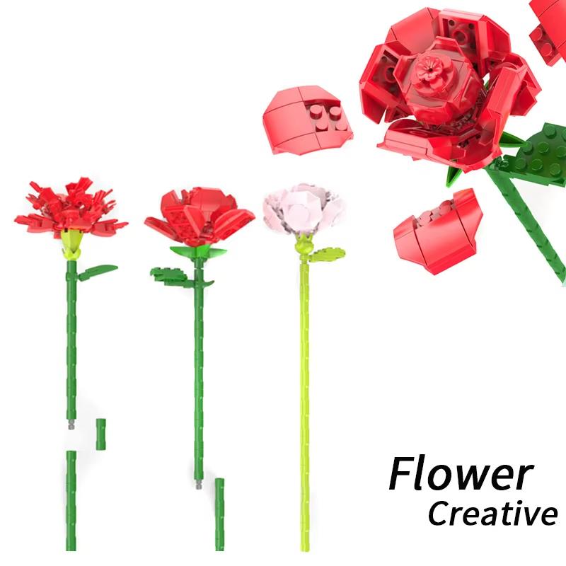Mini Building Blocks Flower Children's Girls Mini Art Building Blocks Toy DIY Valentine's Day Gift