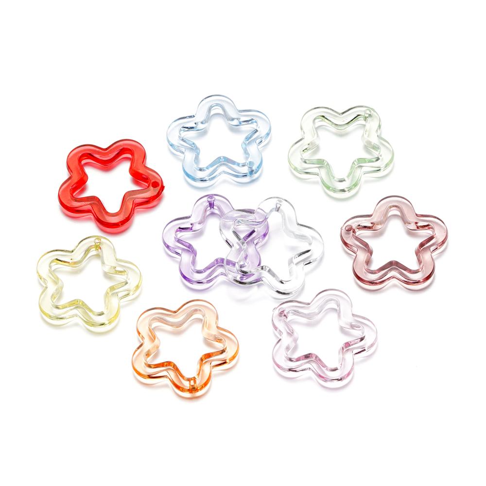 10Pcs/Lot 30*30.5mm Acrylic Transparent Five Pointed Star Pendant for DIY Jewelry Making Bracelet Necklace Charms Accessories