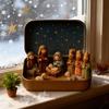 Christmas Nativity Scene Set In A Tin Box Handcrafted Pocket Nativity Scene Set Holy Family Display, Small Religious Orna